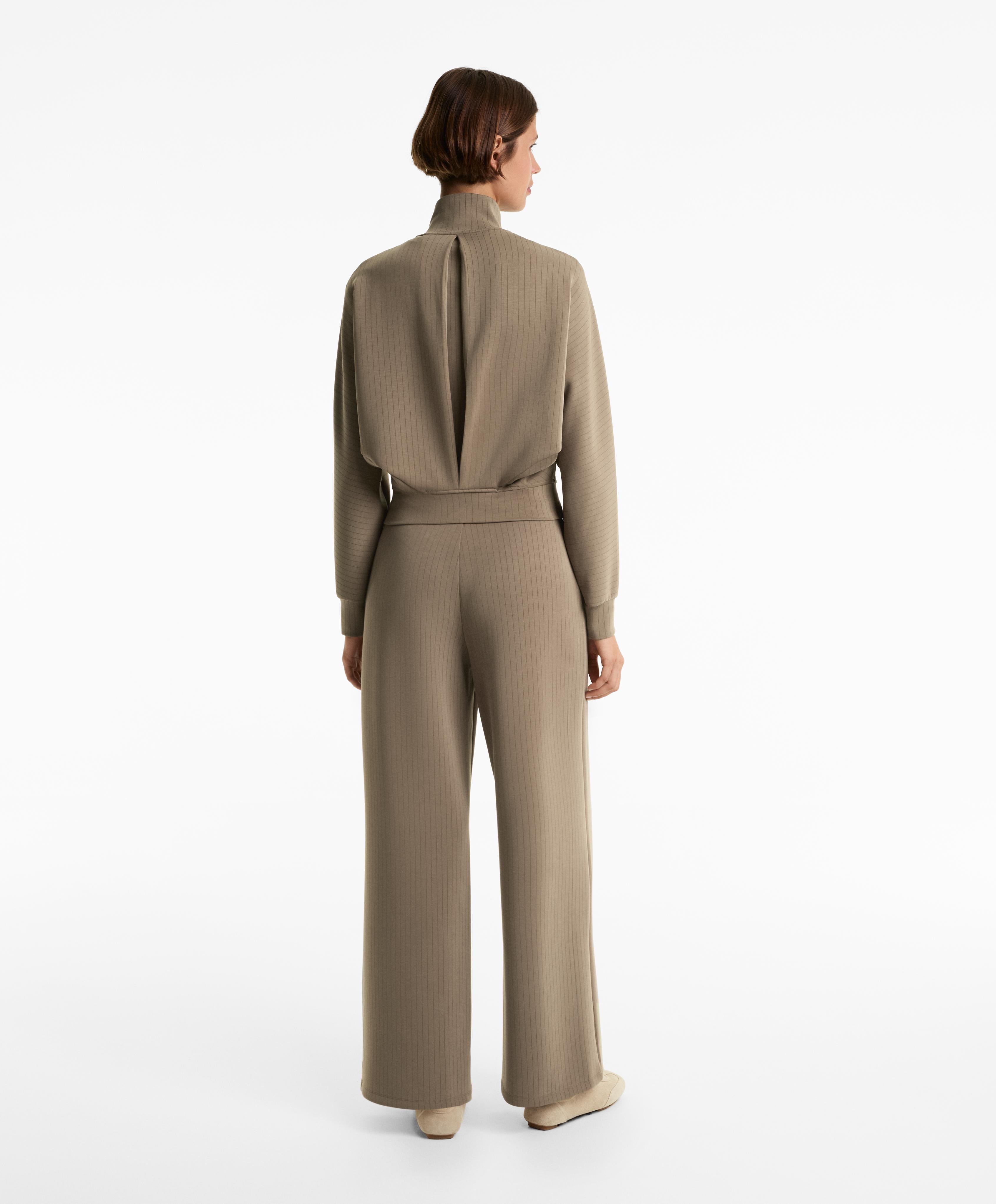 STRIPED HIGH NECK JACKET WITH SOFT TOUCH MODAL