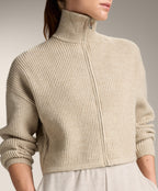 CROP HIGH NECK RIB KNIT JACKET