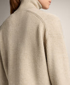 CROP HIGH NECK RIB KNIT JACKET