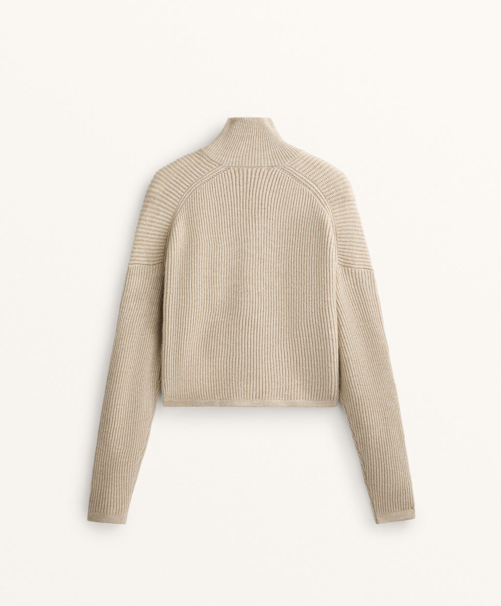 CROP HIGH NECK RIB KNIT JACKET
