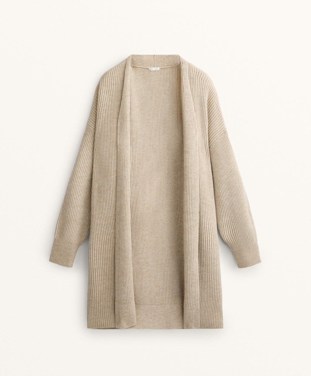 LONG RIBBED KNIT CARDIGAN
