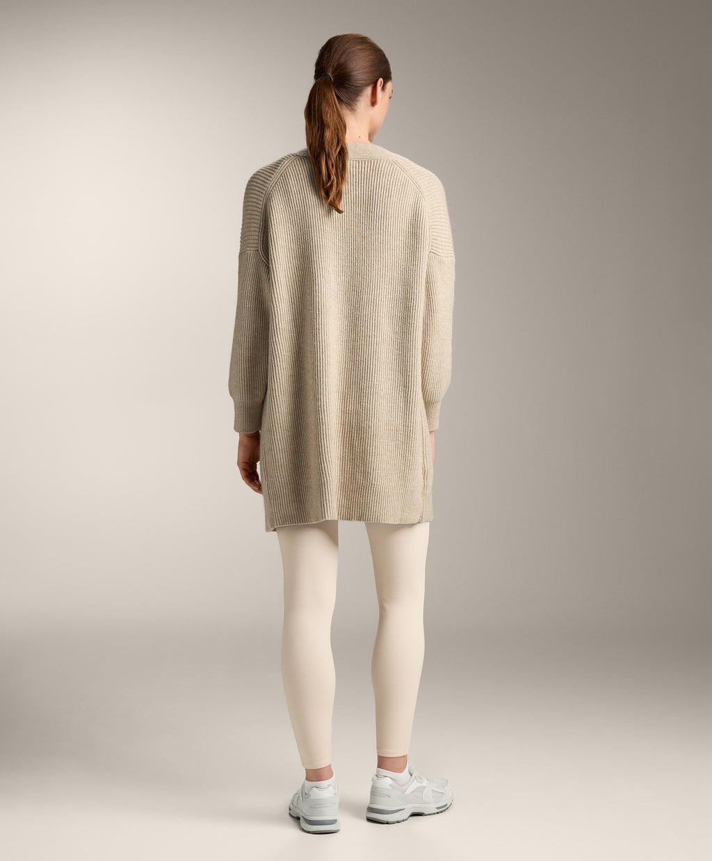 LONG RIBBED KNIT CARDIGAN