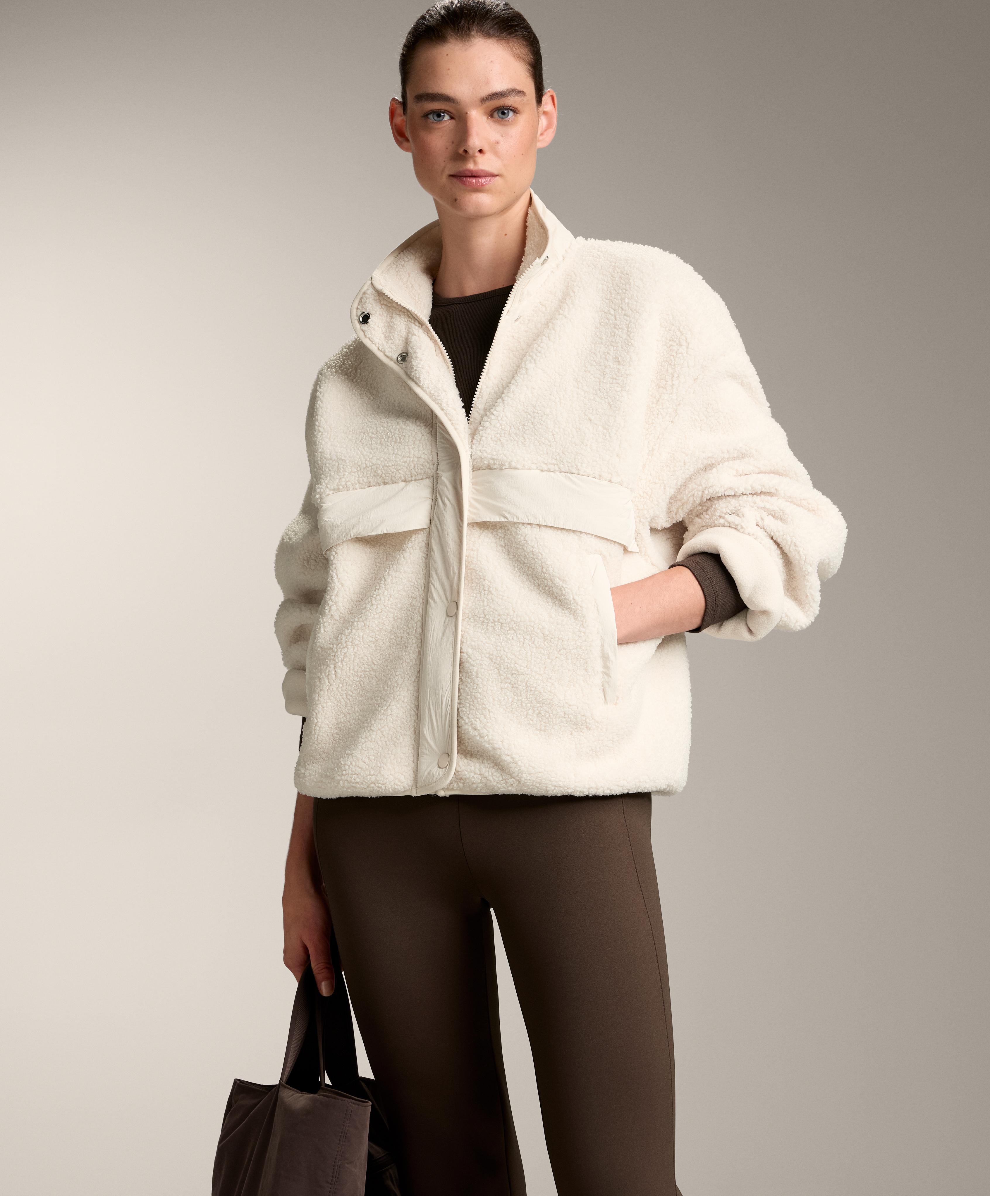 LIGHT FAUX SHEARLING BOMBER JACKET