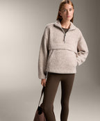 FAUX SHEARLING SWEATSHIRT WITH FRONT POCKET