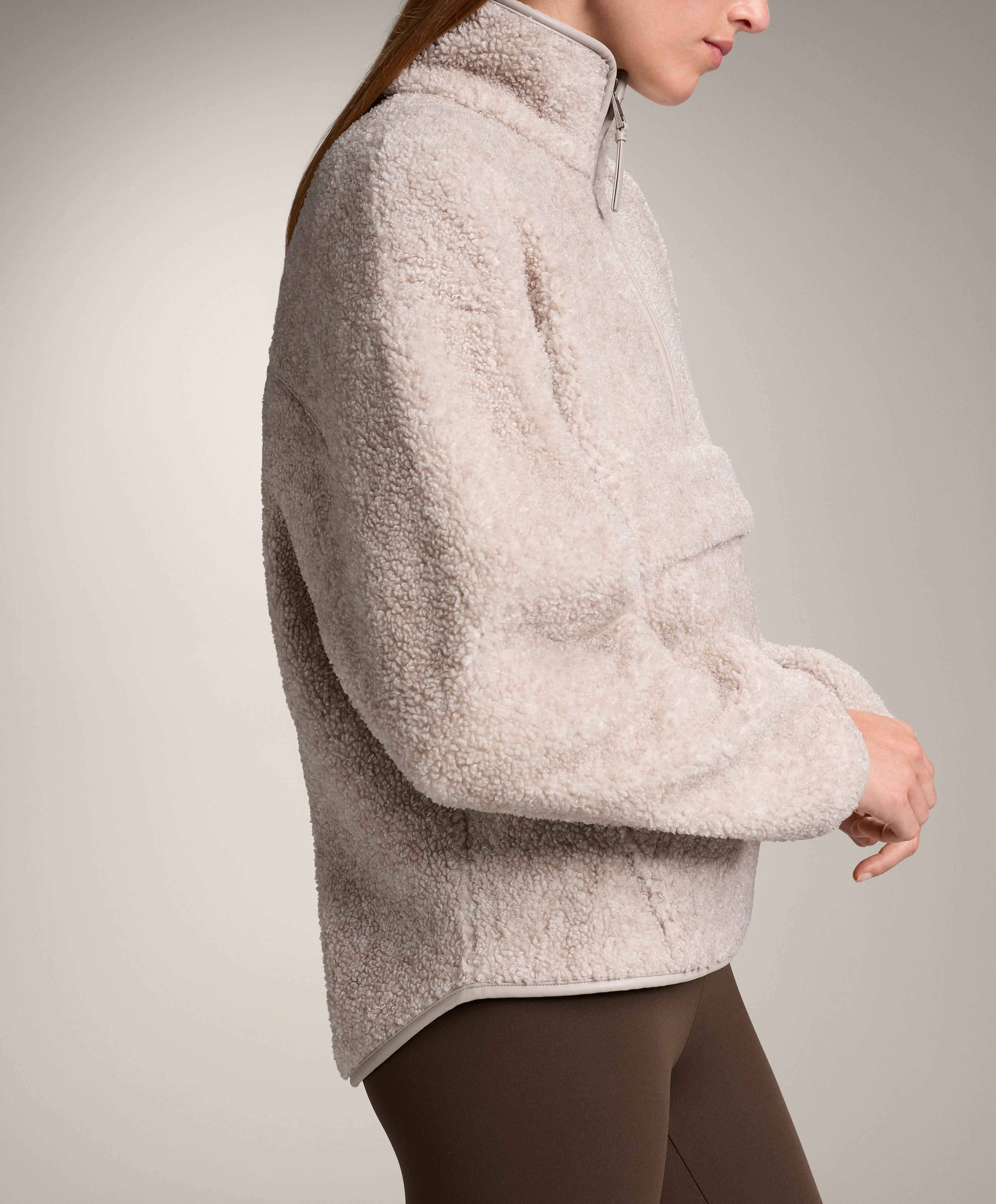 FAUX SHEARLING SWEATSHIRT WITH FRONT POCKET