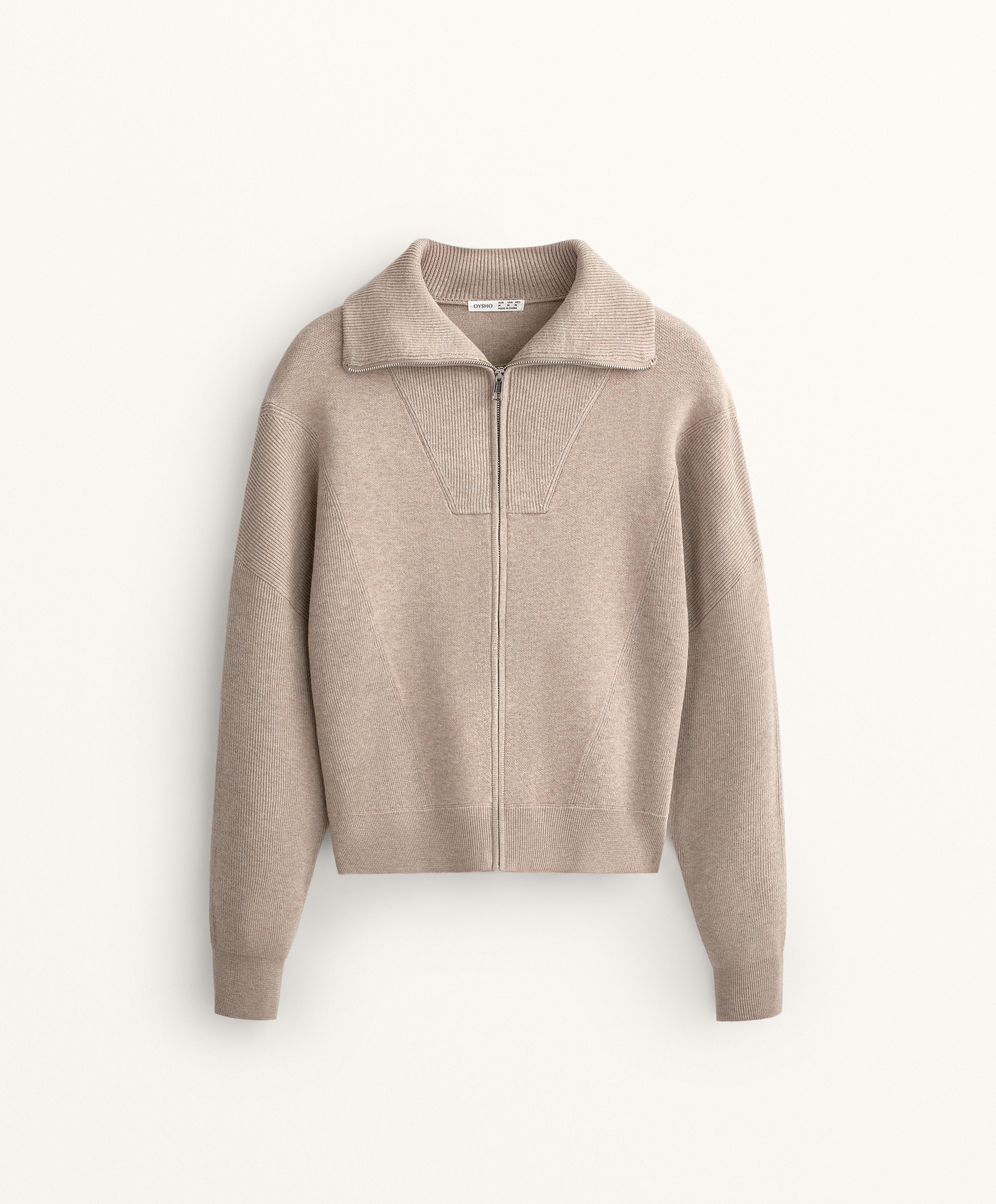 RIB COLLAR KNIT JACKET
