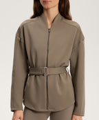 NEOPRENE EFFECT JACKET WITH BELT