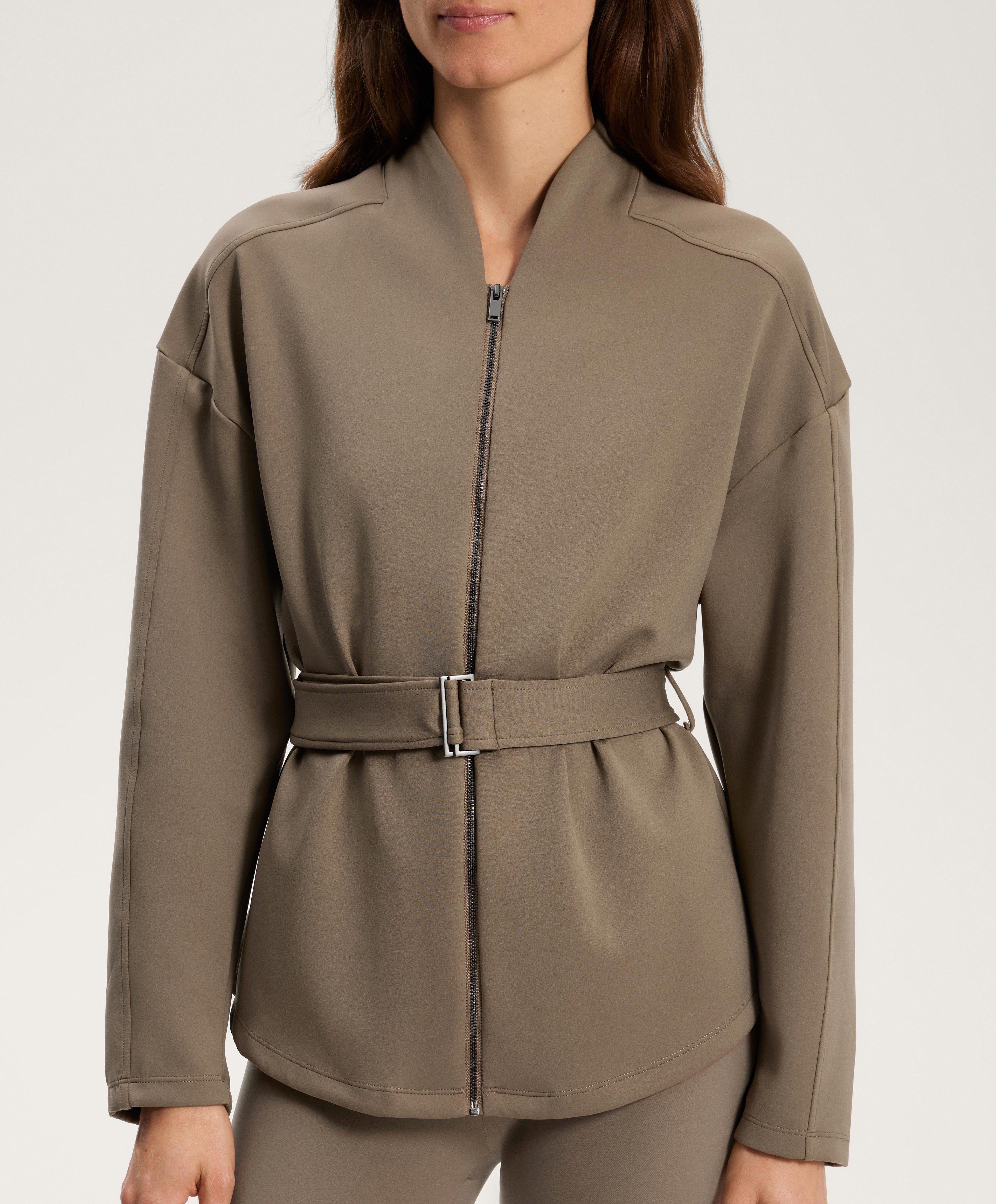 NEOPRENE EFFECT JACKET WITH BELT