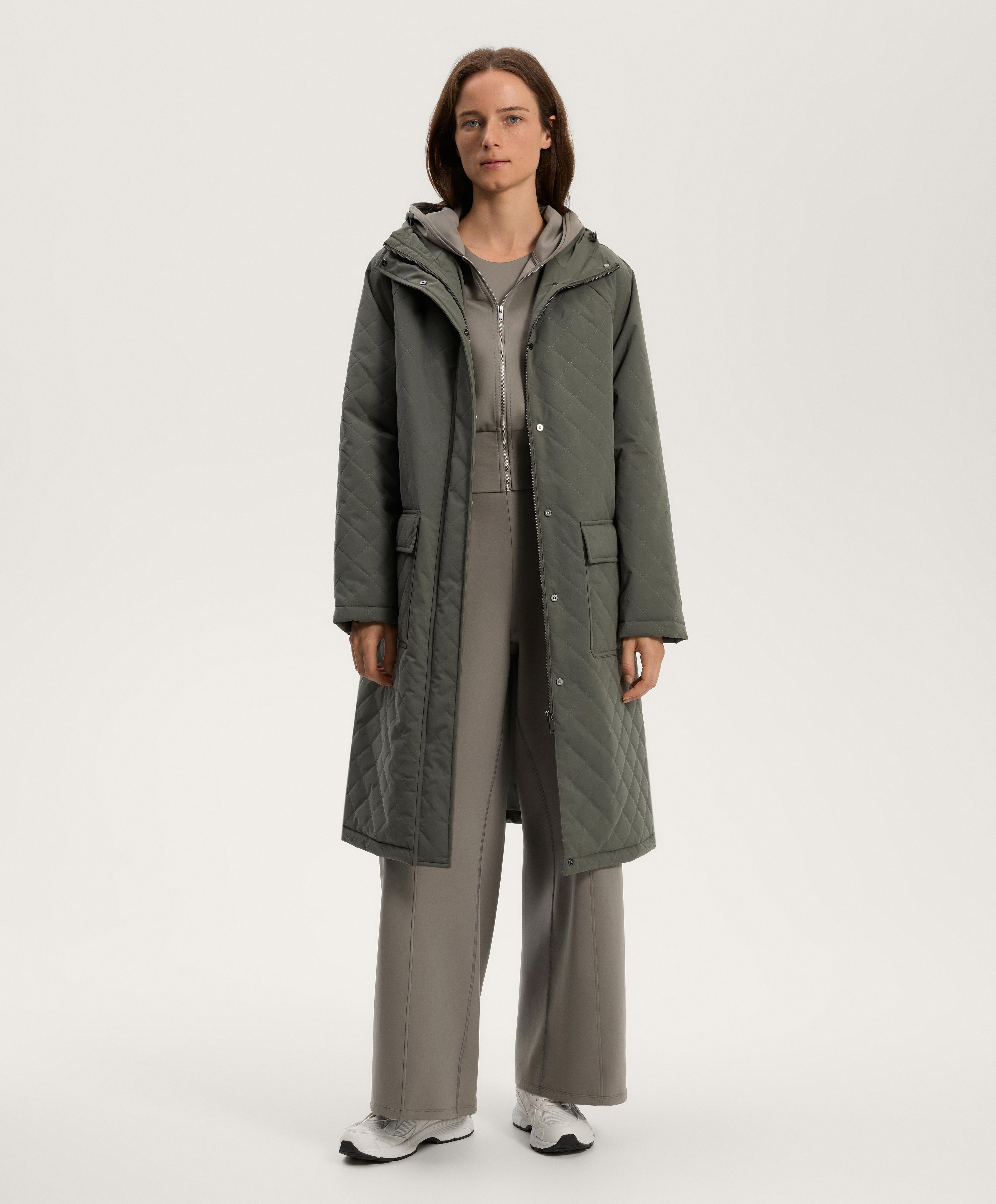NEOPRENE EFFECT HOODED JACKET