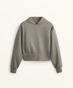 NEOPRENE EFFECT HOODED JACKET
