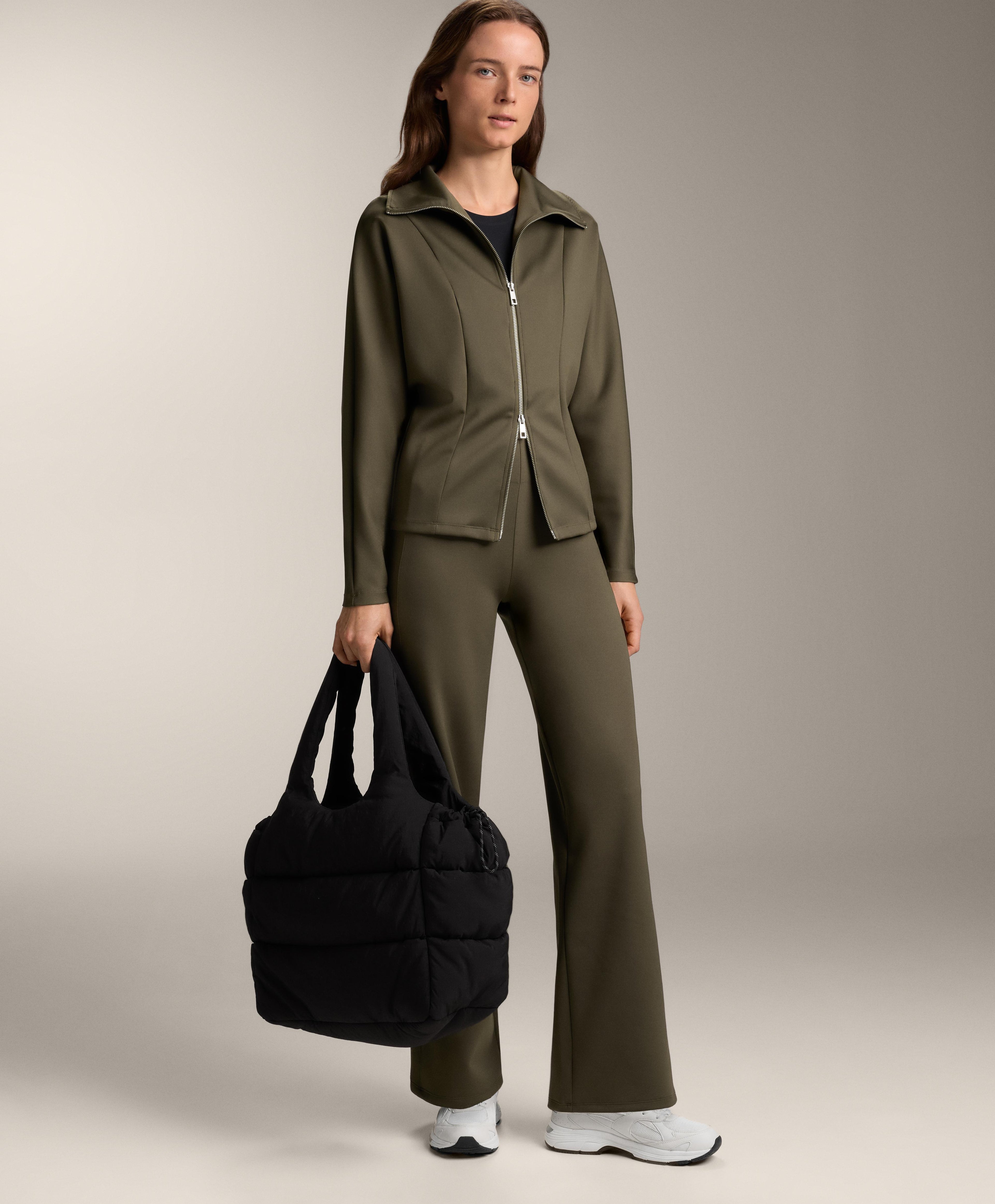 DOUBLE ZIP NEOPRENE EFFECT JACKET