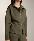 DOUBLE ZIP NEOPRENE EFFECT JACKET