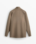 LONG STRIPED HIGH NECK JACKET WITH SOFT TOUCH MODAL