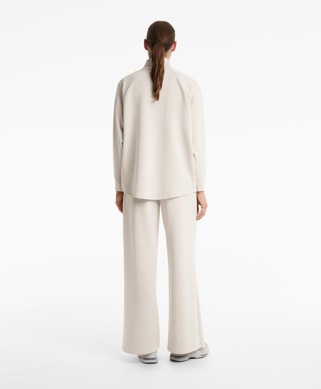 LONG STRIPED HIGH NECK JACKET WITH SOFT TOUCH MODAL