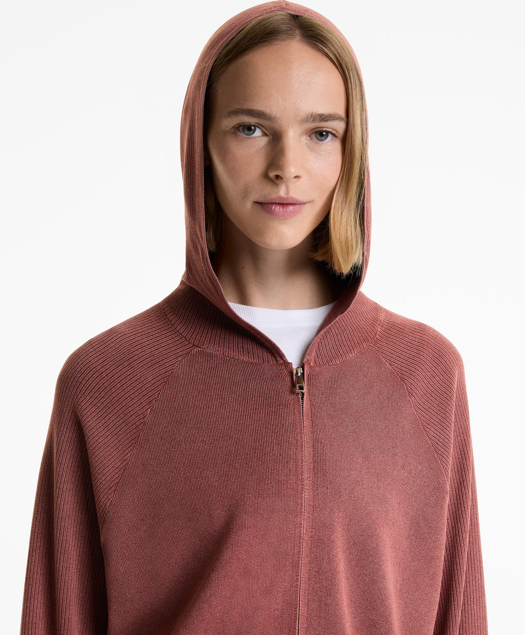 LONG HOODED KNIT JACKET