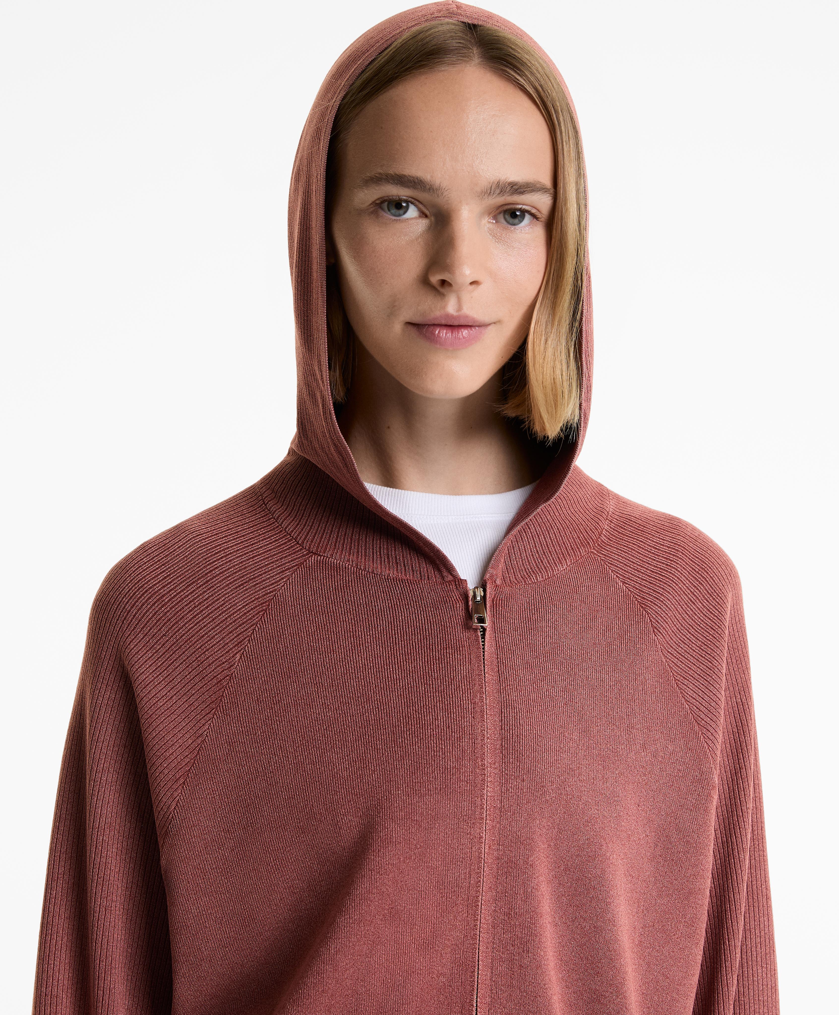 LONG HOODED KNIT JACKET