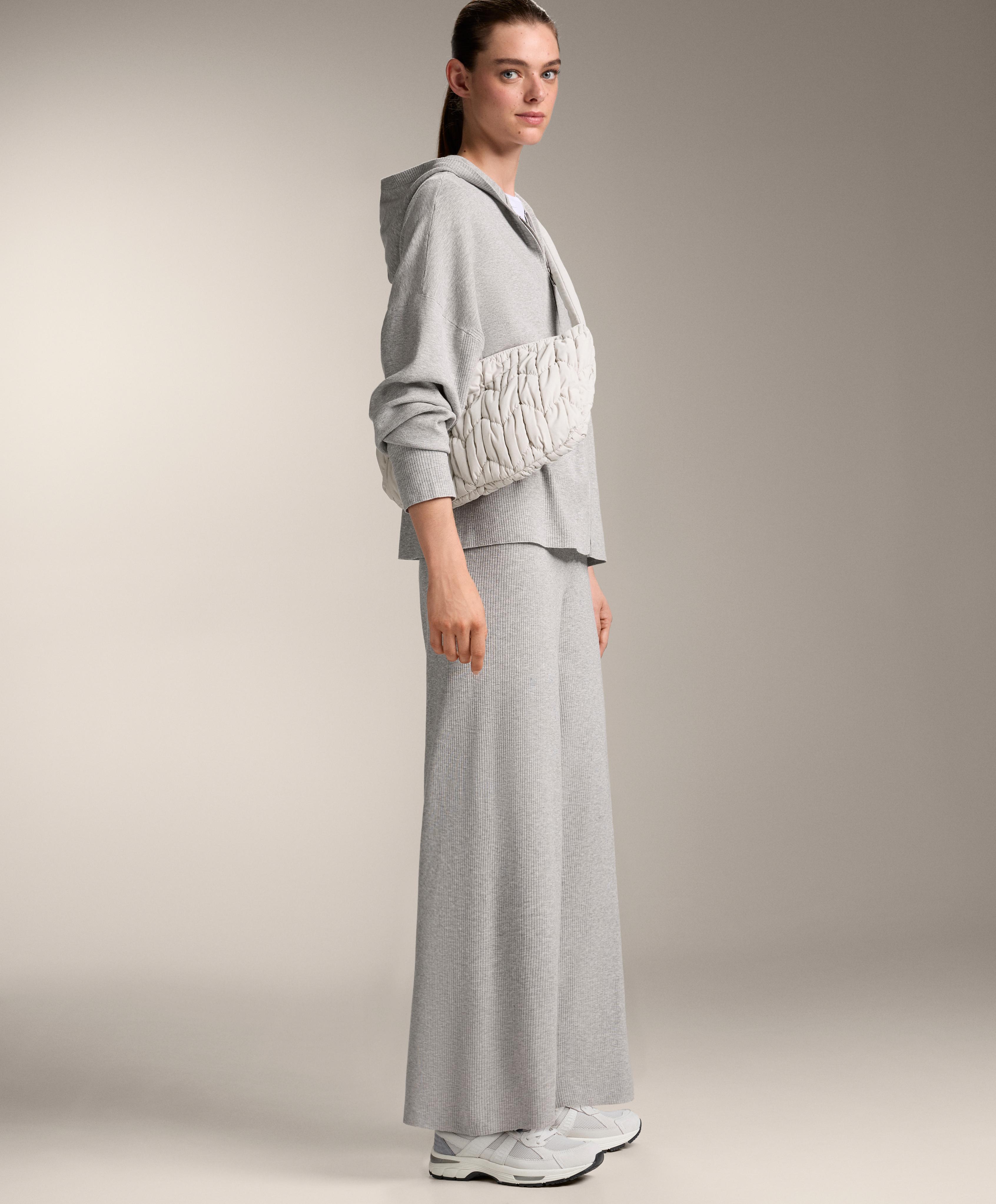 WIDE LEG RIB KNIT TROUSERS