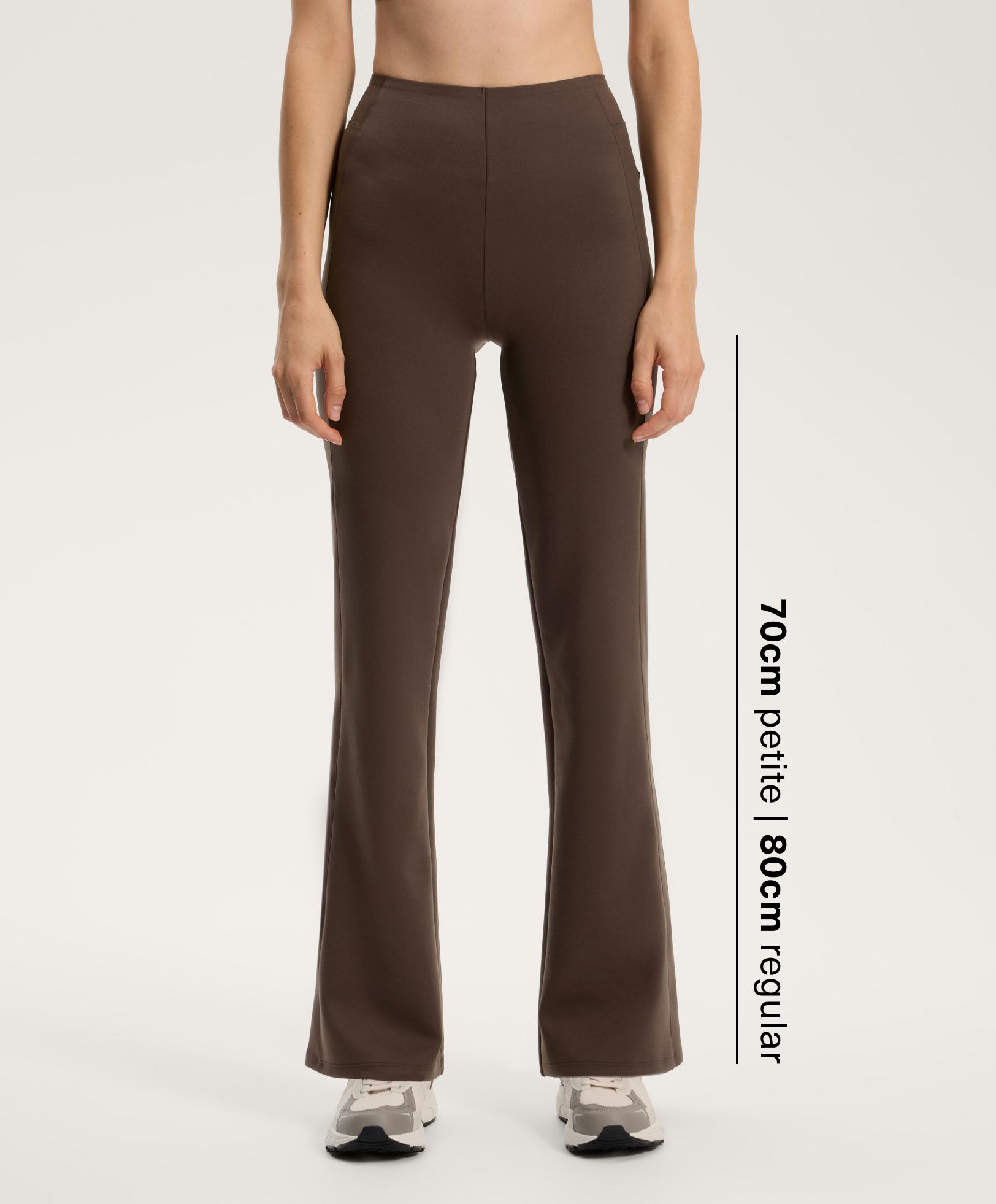 NEOPRENE EFFECT HIGH RISE FLARE TROUSERS