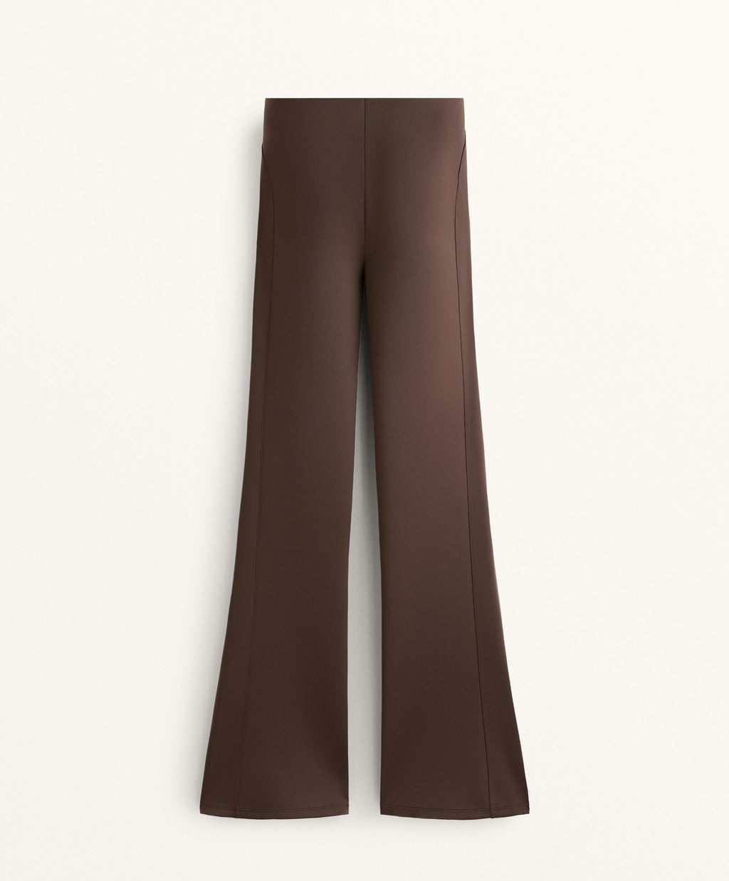 NEOPRENE EFFECT HIGH RISE FLARE TROUSERS