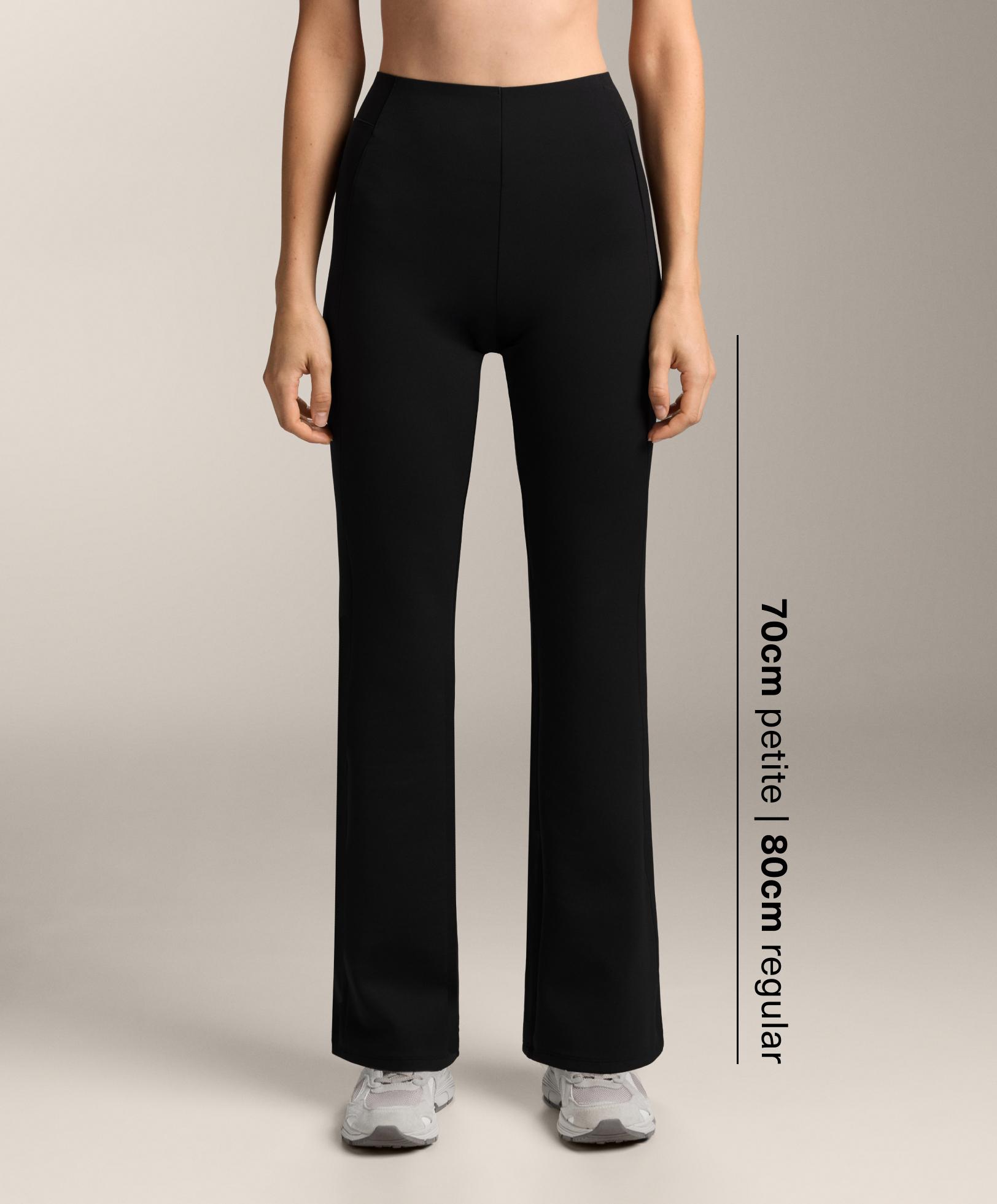 NEOPRENE EFFECT HIGH RISE FLARE TROUSERS