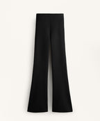 NEOPRENE EFFECT HIGH RISE FLARE TROUSERS
