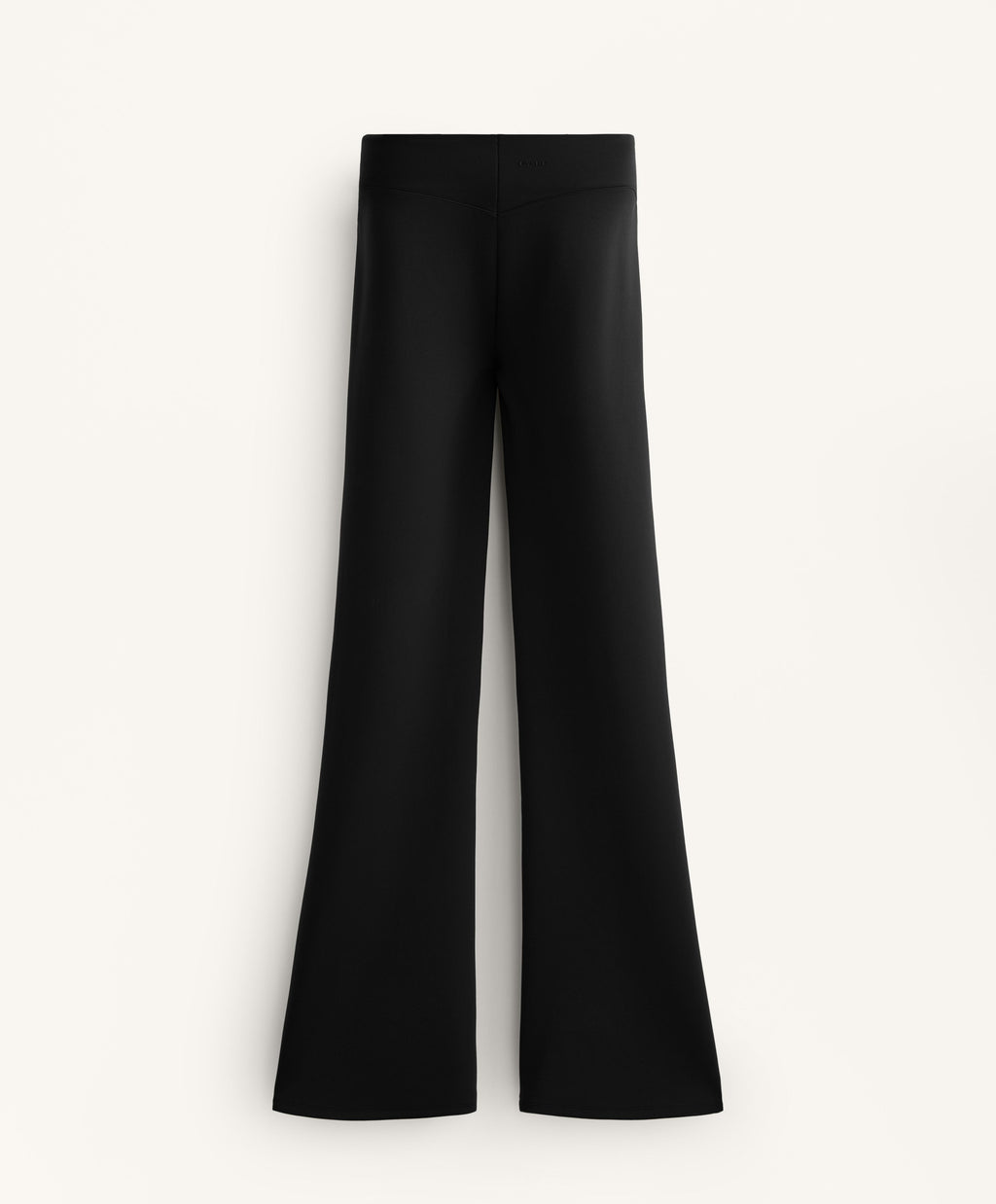 NEOPRENE EFFECT HIGH RISE FLARE TROUSERS