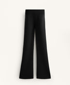 NEOPRENE EFFECT HIGH RISE FLARE TROUSERS