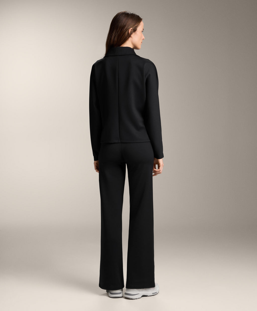 NEOPRENE EFFECT STRAIGHT LEG TROUSERS