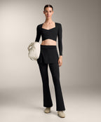 COMFORTLUX HIGH WAISTED FLARE TROUSERS WITH SKIRT