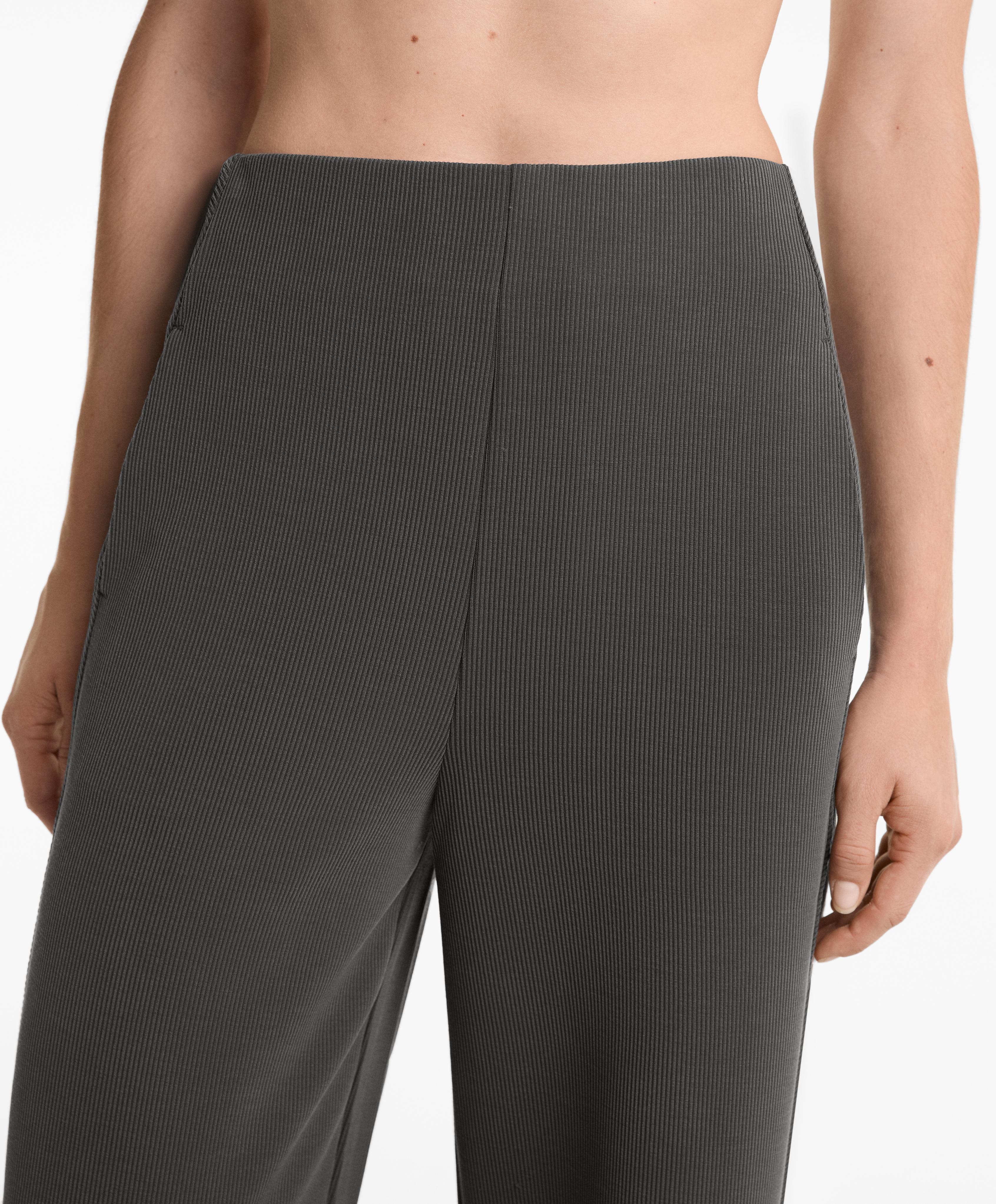 HIGH WAISTED WIDE LEG RIB TROUSERS 29% MODAL