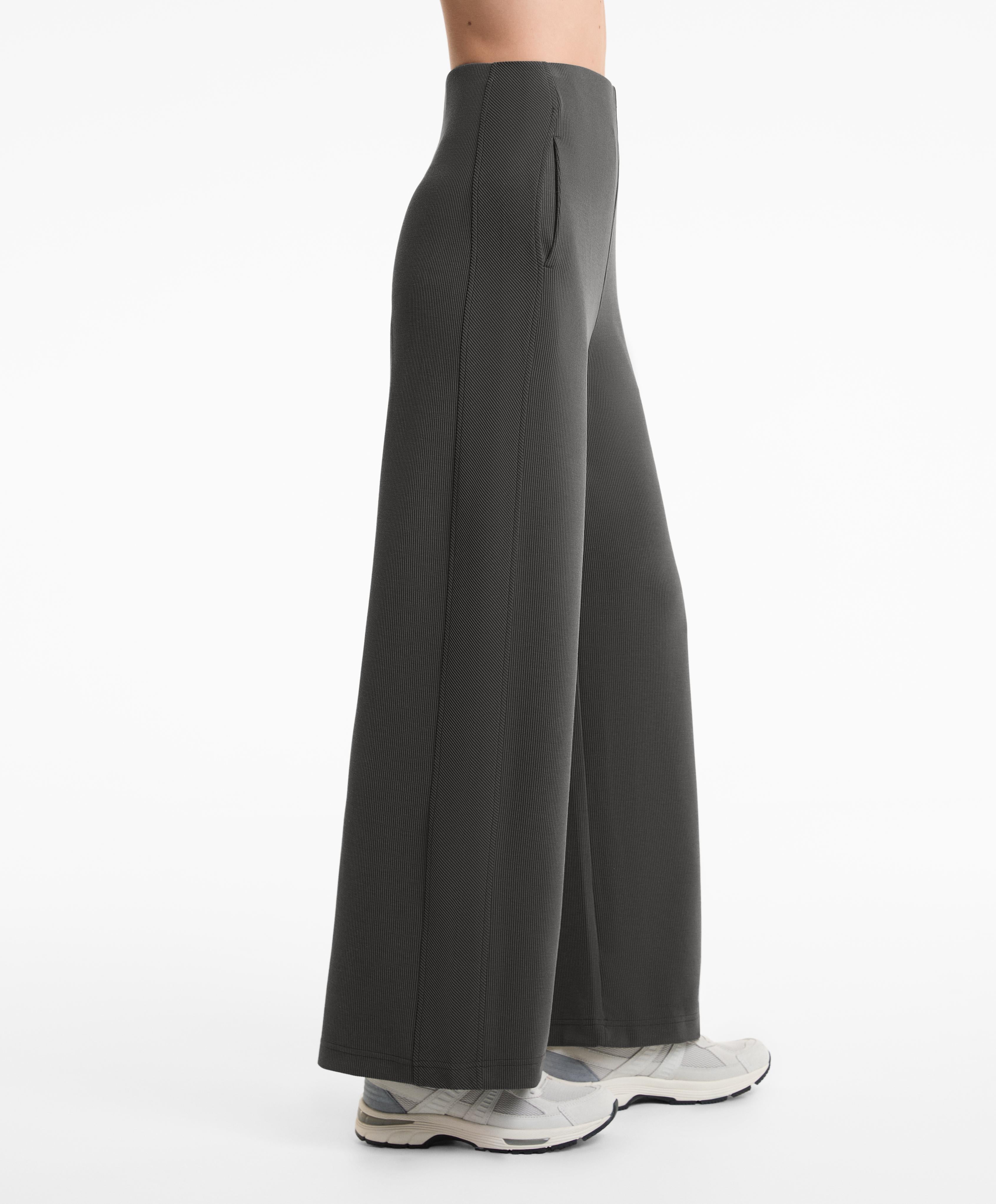 HIGH WAISTED WIDE LEG RIB TROUSERS 29% MODAL