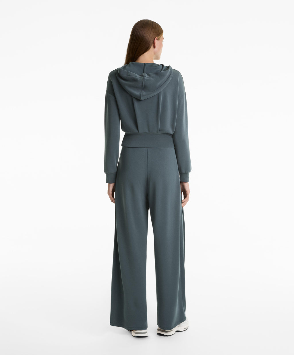 CROP HOODED SWEATSHIRT WITH FITTED WAIST AND SOFT TOUCH MODAL