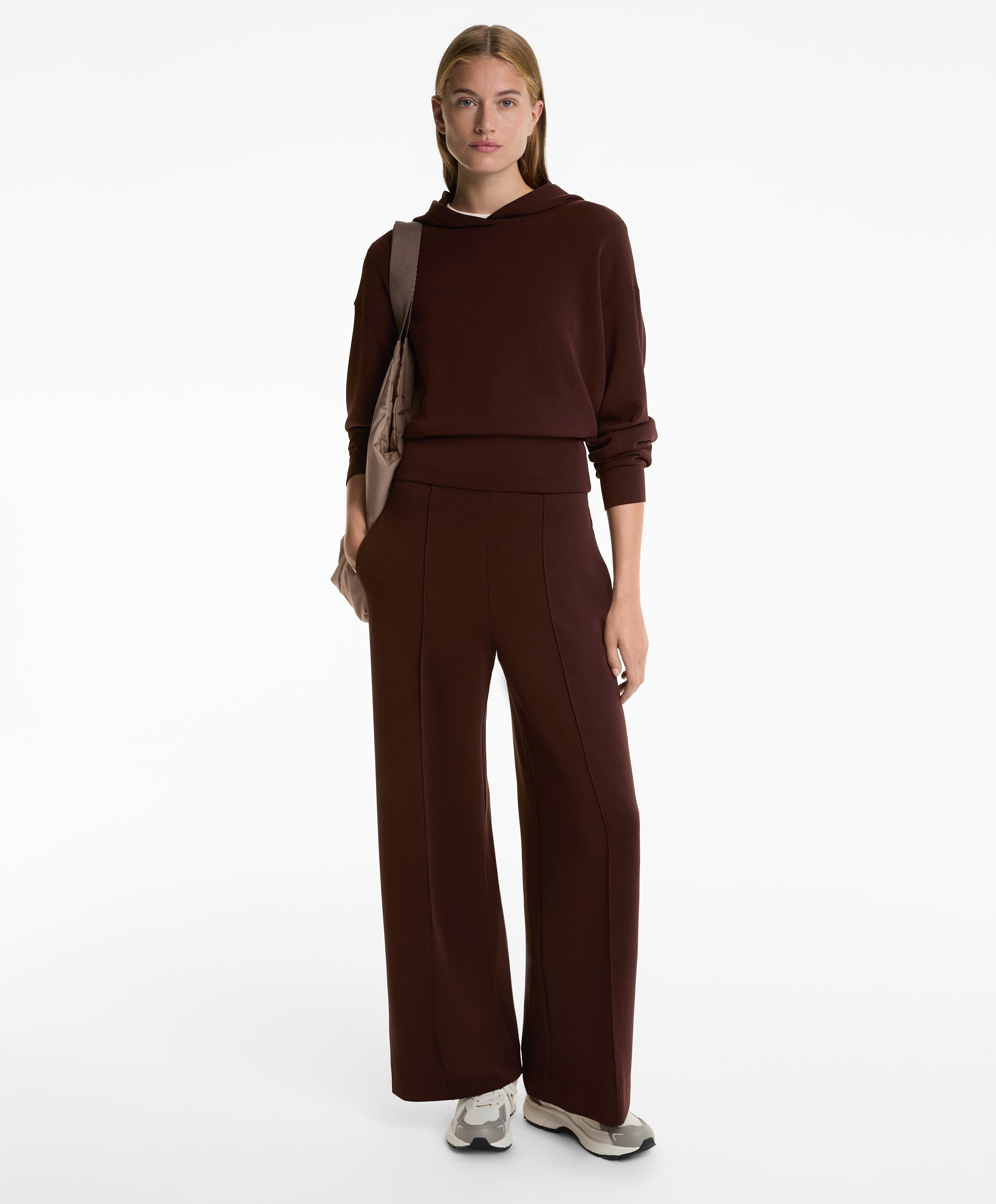 CROP HOODED SWEATSHIRT WITH FITTED WAIST AND SOFT TOUCH MODAL