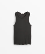 HALTERNECK RIB T SHIRT WITH COTTON AND MODAL