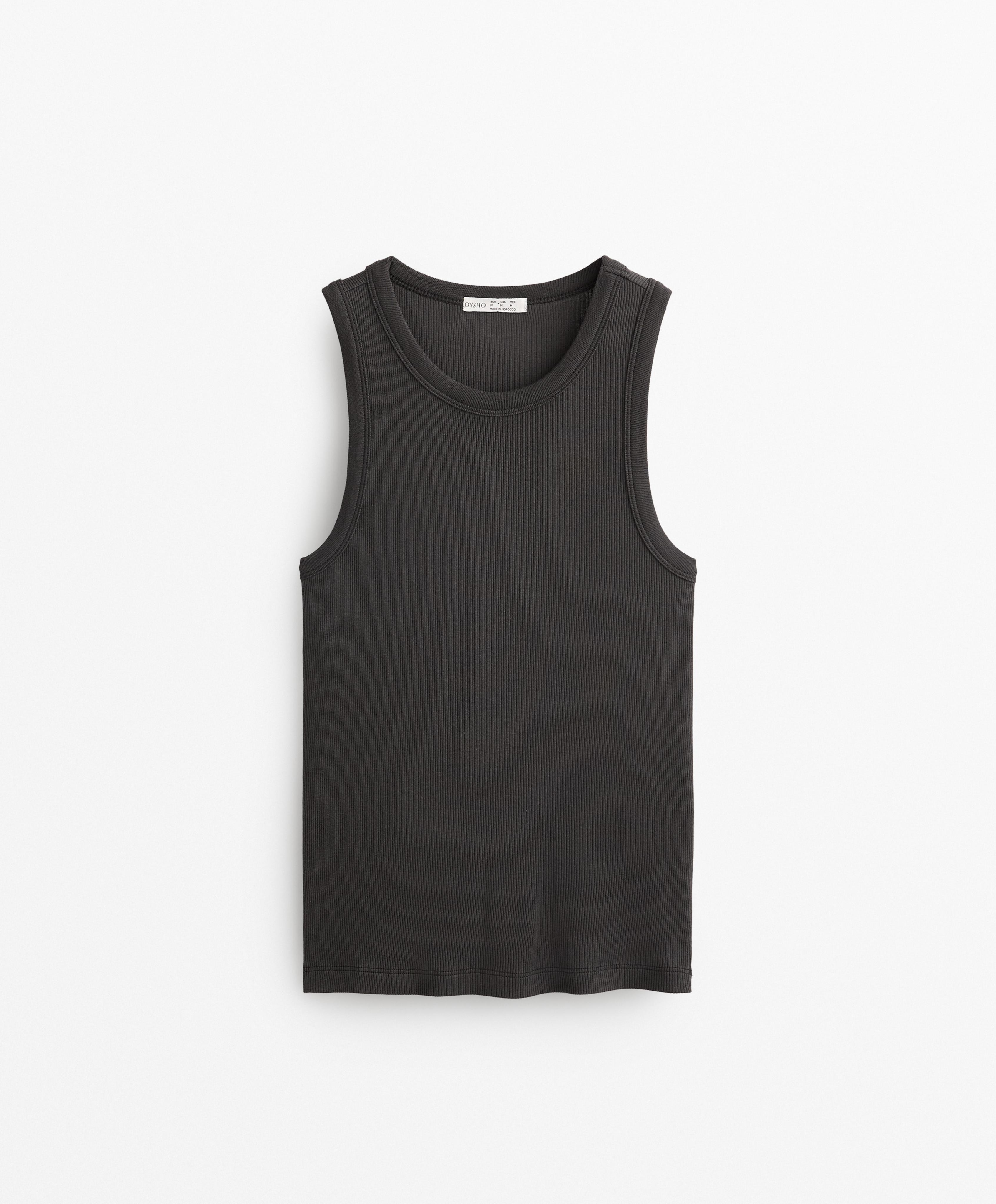 HALTERNECK RIB T SHIRT WITH COTTON AND MODAL