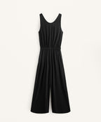 CROSSOVER BACK FLOWY MIDI JUMPSUIT WITH MODAL