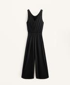 CROSSOVER BACK FLOWY MIDI JUMPSUIT WITH MODAL