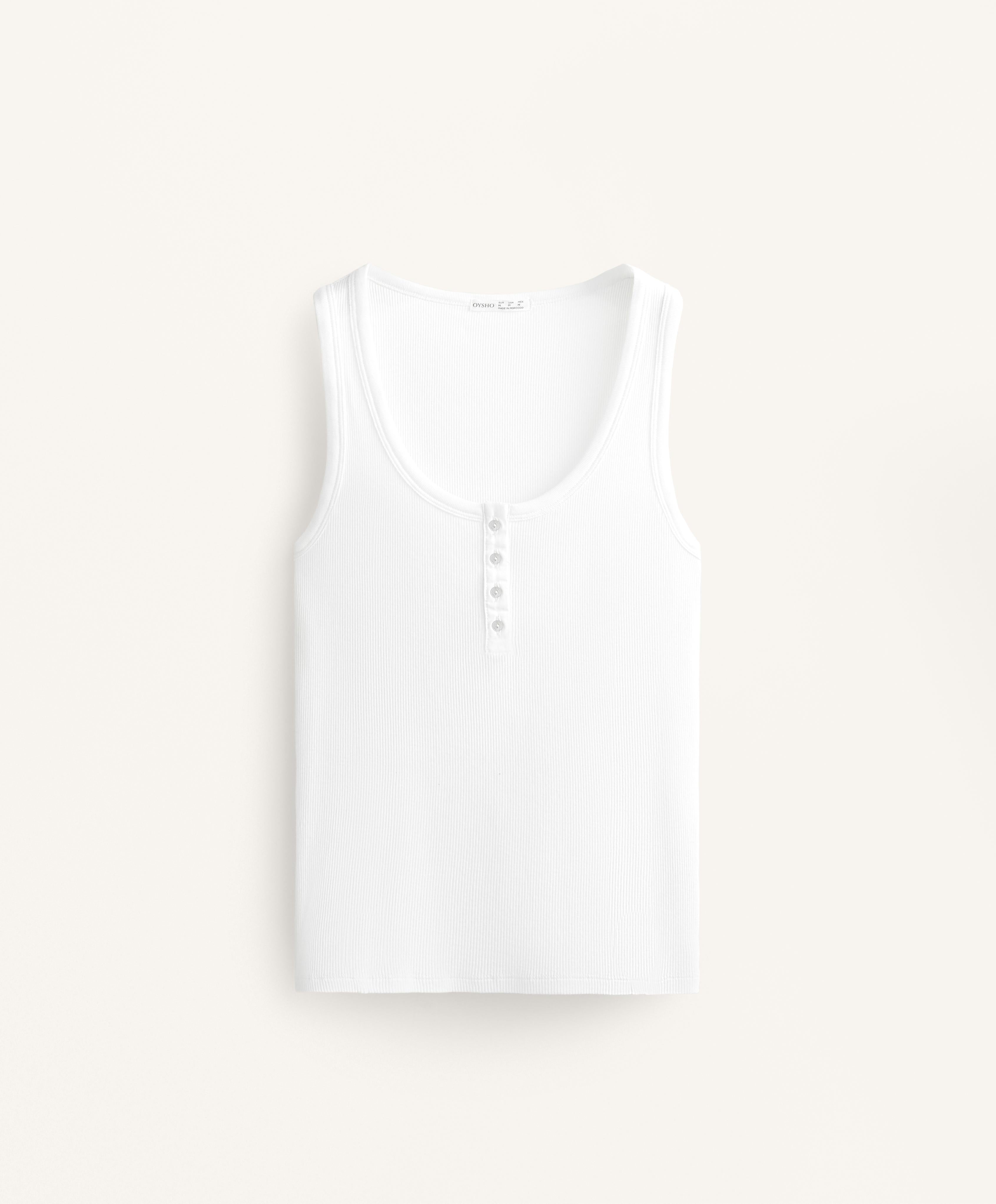 SLEEVELESS BUTTONED TOP WITH COTTON AND MODAL