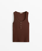 SLEEVELESS BUTTONED TOP WITH COTTON AND MODAL
