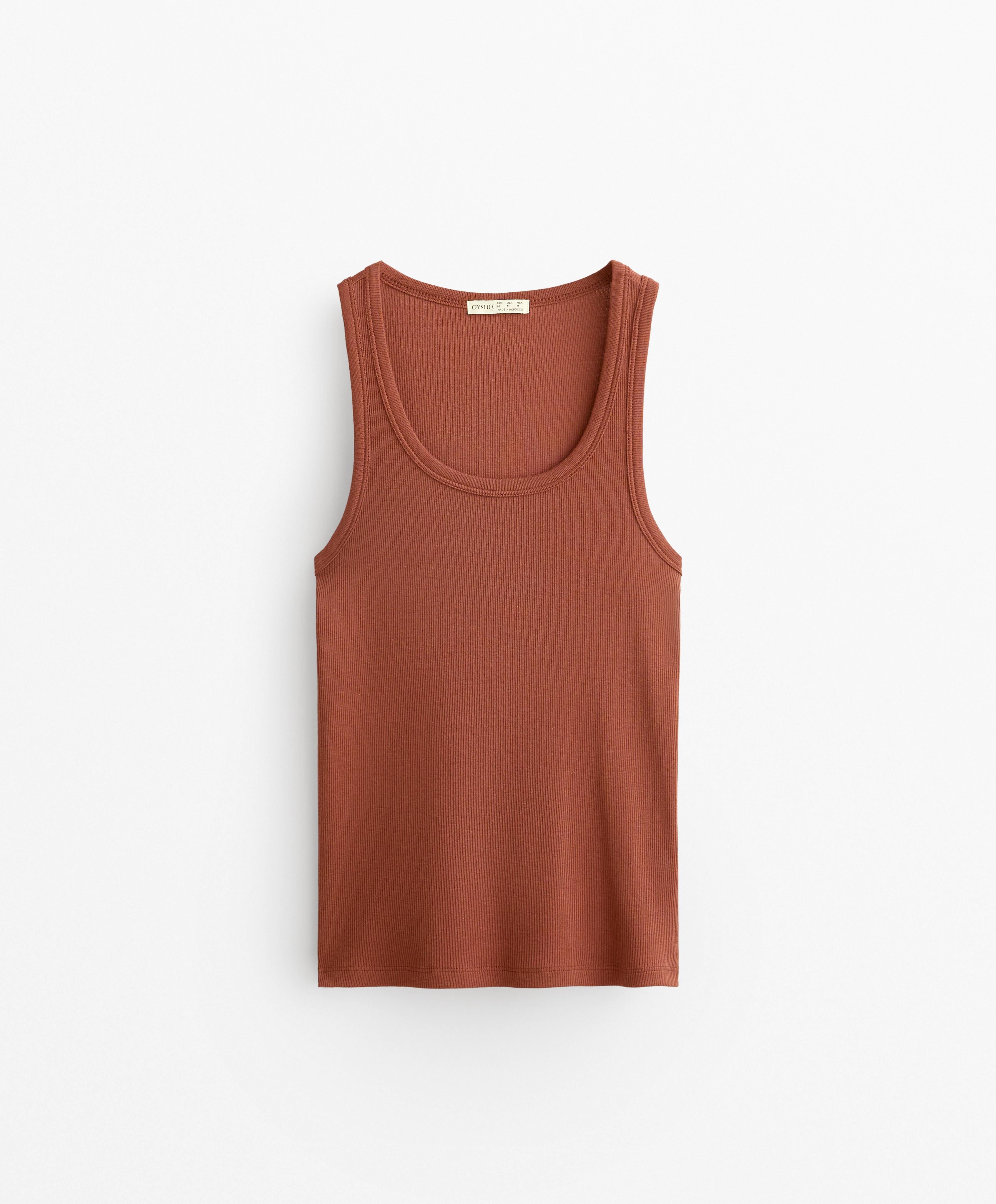 SLEEVELESS RIB TOP WITH COTTON AND MODAL