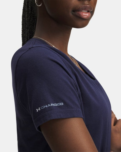 UA Icon Charged Cotton Women's V Neck Short Sleeve