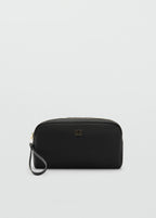 Zipped Nylon Cosmetics Bag Black