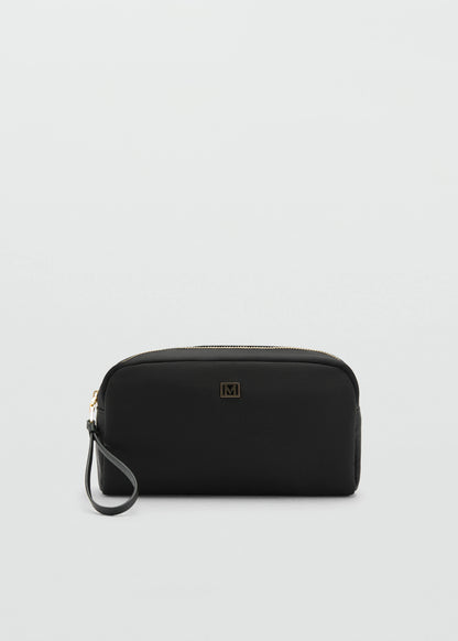 Zipped Nylon Cosmetics Bag Black