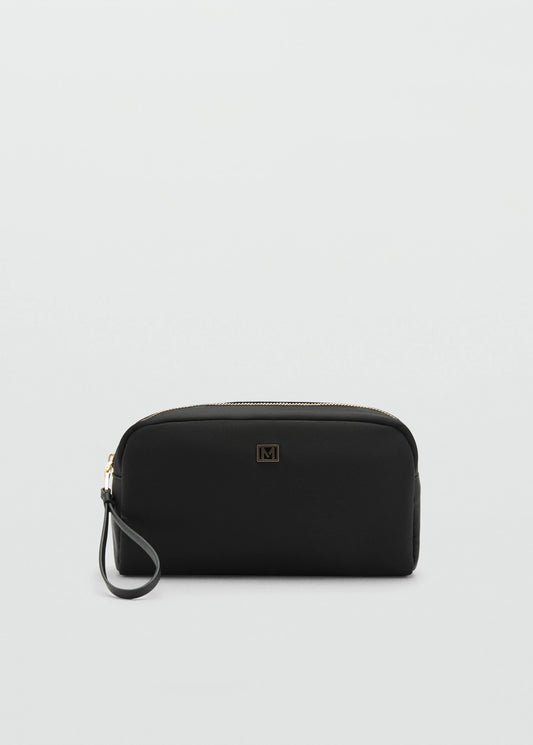 Zipped Nylon Cosmetics Bag Black