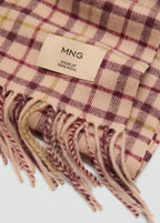 Woollen Check Scarf Burgundy