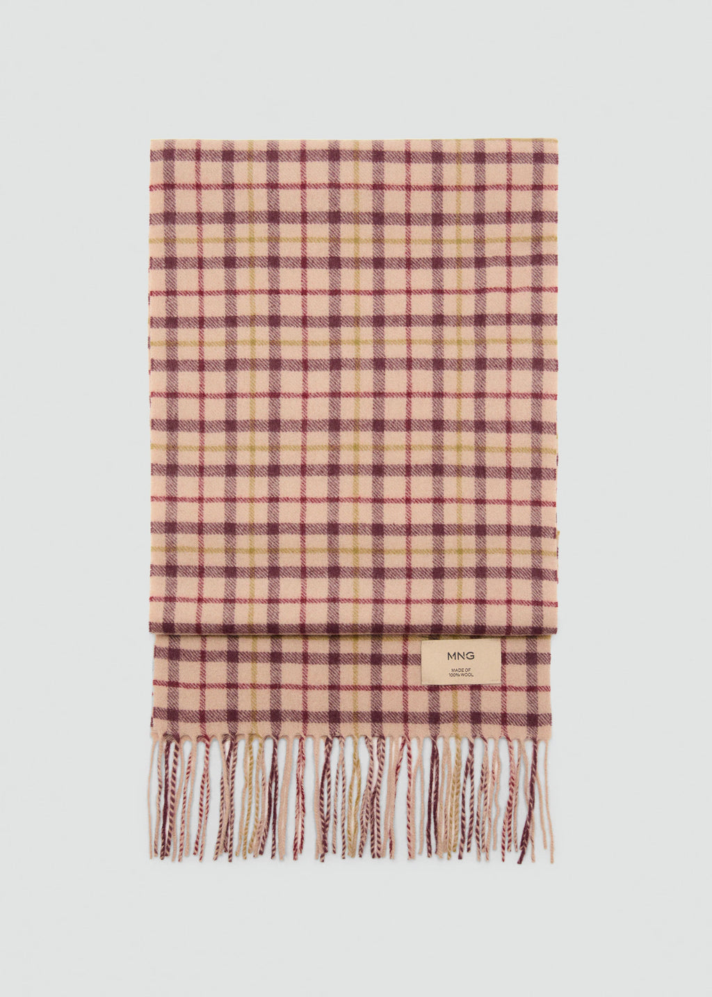 Woollen Check Scarf Burgundy