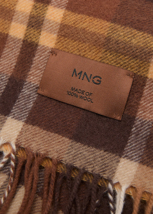 Woollen Check Scarf Chocolate