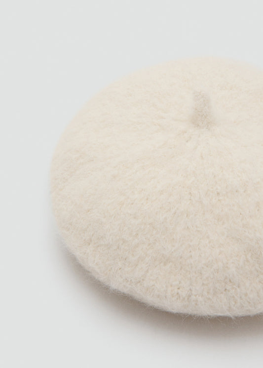 Wool Blend Beret Ecru