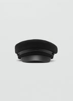 Wool Blend Baker Boy Cap Black