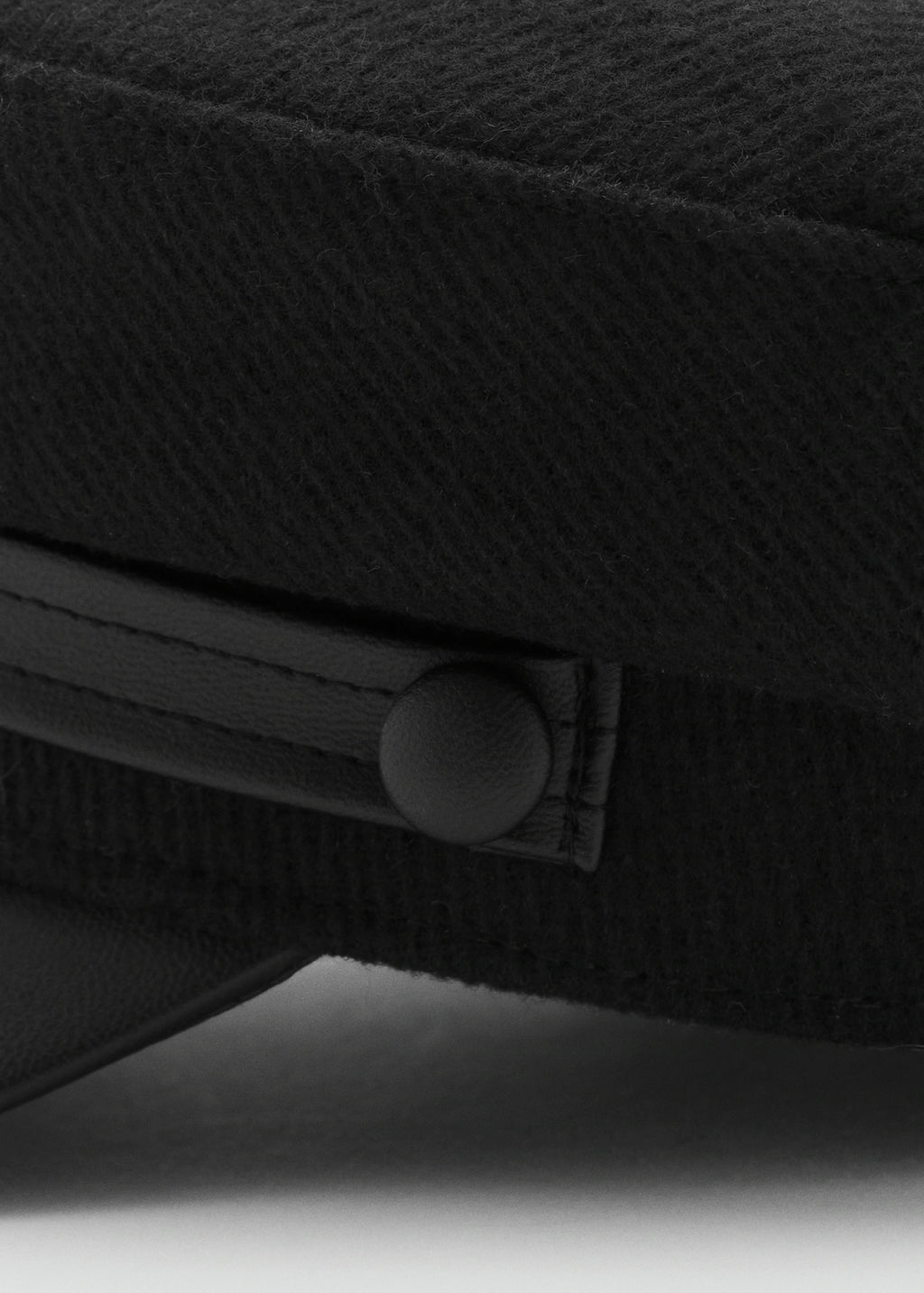 Wool Blend Baker Boy Cap Black